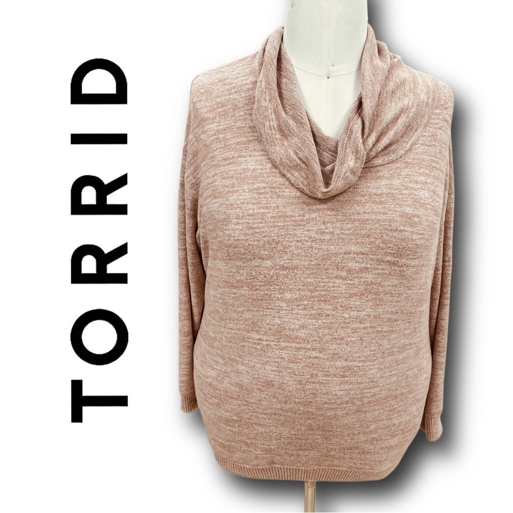 Torrid Pink Super Soft Plush Cowl Neck Long Sleeve Tunic Sweatshirt - size 1